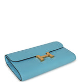 Hermes Constance Wallet To Go Celeste Epsom Gold Hardware - Thumbnail View 3