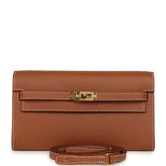 Pre-owned Hermes Kelly Wallet To Go Gold Evercolor Gold Hardware