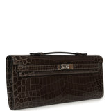 Pre-owned Hermes Kelly Cut Graphite Matte Niloticus Crocodile Palladium Hardware - Thumbnail View 2