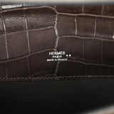 Pre-owned Hermes Kelly Cut Graphite Matte Niloticus Crocodile Palladium Hardware - Thumbnail View 7