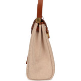 Hermes Herbag Zip PM 31 Fauve Vache Hunter and Ecru-Beige Criss Viking Canvas Gold Hardware - Thumbnail View 3