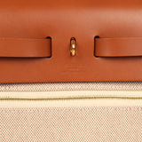 Hermes Herbag Zip PM 31 Fauve Vache Hunter and Ecru-Beige Criss Viking Canvas Gold Hardware - Thumbnail View 8
