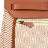 Hermes Herbag Zip PM 31 Fauve Vache Hunter and Ecru-Beige Criss Viking Canvas Gold Hardware - Thumbnail View 9