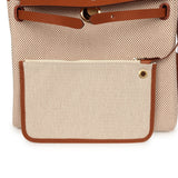 Hermes Herbag Zip PM 31 Fauve Vache Hunter and Ecru-Beige Criss Viking Canvas Gold Hardware - Thumbnail View 11