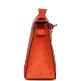 Hermes Kelly Pochette Tangerine Ostrich Palladium Hardware - Thumbnail View 3
