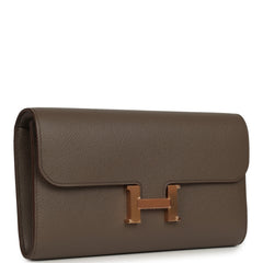 Hermes Constance Wallet To Go Etain Epsom Rose Gold Hardware