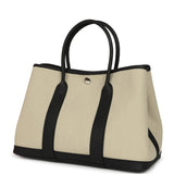 Hermes Garden Party 30 Beton Toile Officier Canvas and Black Negonda Palladium Hardware - Thumbnail View 5