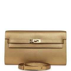 Hermes Kelly Wallet To Go Dore Chevre Chamkilight Permabrass Hardware