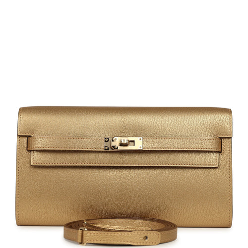 Hermes Kelly Wallet To Go Dore Chevre Chamkilight Permabrass Hardware