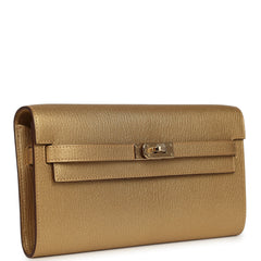 Hermes Kelly Wallet To Go Dore Chevre Chamkilight Permabrass Hardware