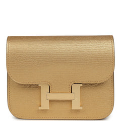 Hermes Constance Slim Wallet Dore Chevre Chamkilight Permabrass Hardware