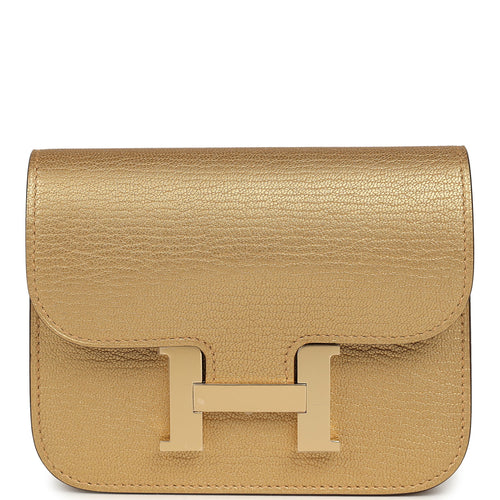 Hermes Constance Slim Wallet Dore Chevre Chamkilight Permabrass Hardware