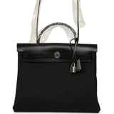 Hermes Herbag Zip 31 PM Black Military Canvas & Vache Hunter Palladium Hardware - Thumbnail View 1