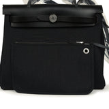 Hermes Herbag Zip 31 PM Black Military Canvas & Vache Hunter Palladium Hardware - Thumbnail View 11