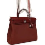 Hermes Herbag Zip 31 PM Rouge H Military Canvas and Vache Hunter Palladium Hardware - Thumbnail View 2