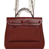 Hermes Herbag Zip 31 PM Rouge H Military Canvas and Vache Hunter Palladium Hardware - Thumbnail View 4