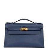 Pre-owned Hermes Kelly Pochette Bleu Brighton Swift Gold Hardware - Thumbnail View 1