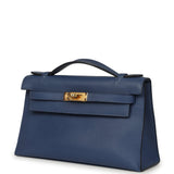 Pre-owned Hermes Kelly Pochette Bleu Brighton Swift Gold Hardware - Thumbnail View 5