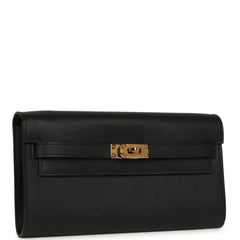 Hermes Kelly Wallet To Go Black Epsom Gold Hardware