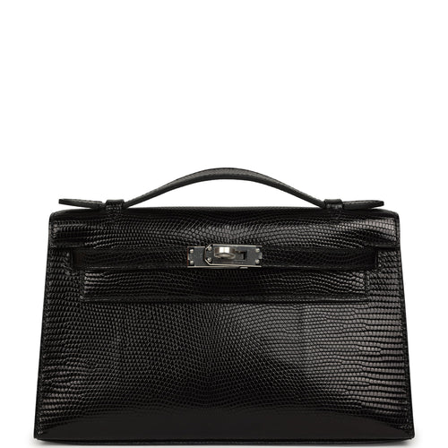 Hermes Kelly Pochette Black Varanus Niloticus Lizard Palladium Hardware
