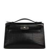 Hermes Kelly Pochette Black Varanus Niloticus Lizard Palladium Hardware - Thumbnail View 1