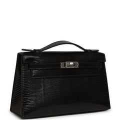Hermes Kelly Pochette Black Varanus Niloticus Lizard Palladium Hardware