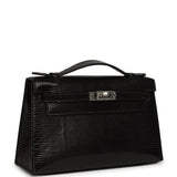 Hermes Kelly Pochette Black Varanus Niloticus Lizard Palladium Hardware - Thumbnail View 2
