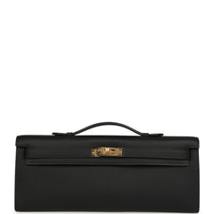 Hermes Kelly Cut Black Swift Gold Hardware