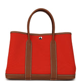 Hermes Garden Party 30 Orange Mécano Toile Officier Canvas and Gold Negonda Palladium Hardware - Thumbnail View 1