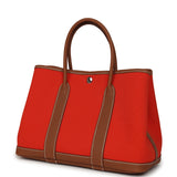 Hermes Garden Party 30 Orange Mécano Toile Officier Canvas and Gold Negonda Palladium Hardware - Thumbnail View 5