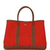 Hermes Garden Party 30 Orange Mécano Toile Officier Canvas and Gold Negonda Palladium Hardware - Thumbnail View 4