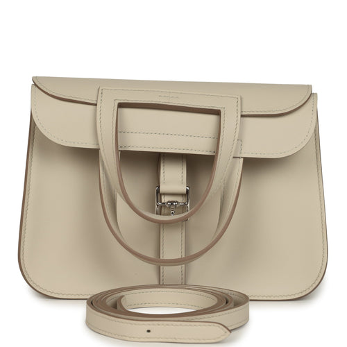 Hermes Mini Halzan Craie Swift Palladium Hardware
