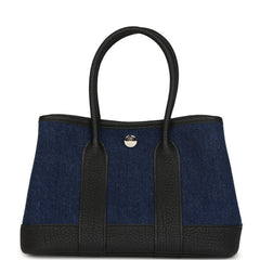 Hermes Garden Party Neo 23 Denim Moyen and Black Negonda Palladium Hardware