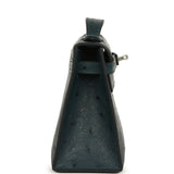 Hermes Kelly Pochette Vert Cypress Ostrich Palladium Hardware - Thumbnail View 3