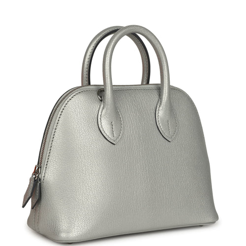 Hermes 1923 Bolide Mini Argent Chevre Mysore Palladium Hardware