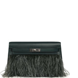 Hermes Kelly Elan Foile Vert Cypress Chevre Chamkila and Ostrich Feathers Palladium Hardware - Thumbnail View 7