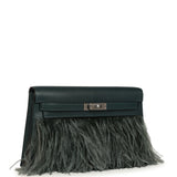 Hermes Kelly Elan Foile Vert Cypress Chevre Chamkila and Ostrich Feathers Palladium Hardware - Thumbnail View 2