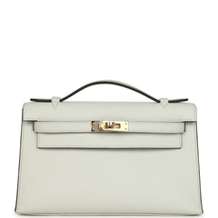 Hermes Kelly Pochette Gris Platine Swift Permabrass Hardware