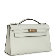 Hermes Kelly Pochette Gris Platine Swift Permabrass Hardware