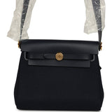 Hermes Herbag Zip 20 Mini Bleu Indigo Toile Militaire Canvas and Vache Hunter Gold Hardware - Thumbnail View 1