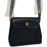 Hermes Herbag Zip 20 Mini Bleu Indigo Toile Militaire Canvas and Vache Hunter Gold Hardware - Thumbnail View 2