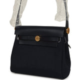 Hermes Herbag Zip 20 Mini Bleu Indigo Toile Militaire Canvas and Vache Hunter Gold Hardware - Thumbnail View 5