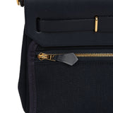 Hermes Herbag Zip 20 Mini Bleu Indigo Toile Militaire Canvas and Vache Hunter Gold Hardware - Thumbnail View 9