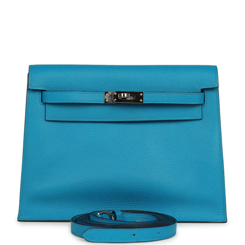 Pre-owned Hermes Kelly Danse Bleu Frida Verso Evercolor Palladium Hardware