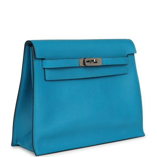 Pre-owned Hermes Kelly Danse Bleu Frida Verso Evercolor Palladium Hardware