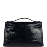 Hermes Kelly Pochette Bleu Saphir Shiny Porosus Crocodile Gold Hardware - Thumbnail View 4