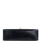 Hermes Kelly Pochette Bleu Saphir Shiny Porosus Crocodile Gold Hardware - Thumbnail View 6