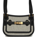 Hermes Jypsiere Mini Black and Ecru Toile H Black Swift Gold Hardware - Thumbnail View 1