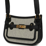 Hermes Jypsiere Mini Black and Ecru Toile H Black Swift Gold Hardware - Thumbnail View 5