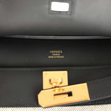 Hermes Jypsiere Mini Black and Ecru Toile H Black Swift Gold Hardware - Thumbnail View 8